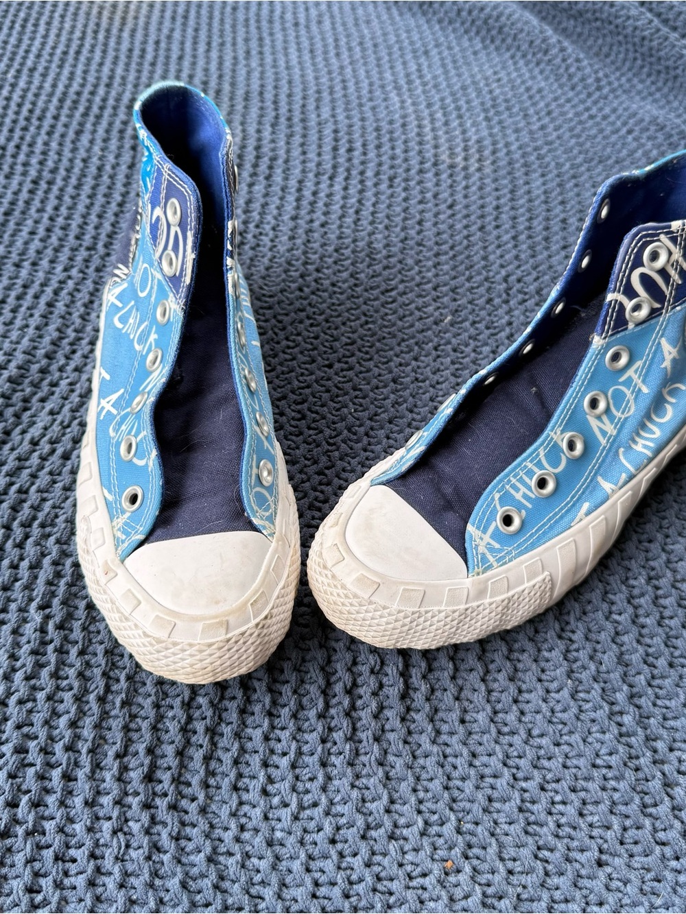 Size 5 Kids Converse UNT1TL3D High Not A Chuck Hi-Vis Collection Blue/White Shoe